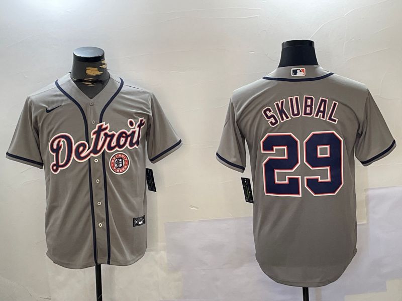 Men Detroit Tigers #29 Skubal Grey Game 2024 Nike MLB Jersey style 3